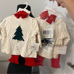 Twin Baby Girl Starting Out Christmas Outfits Sz 3 Months 3 Piece Sets